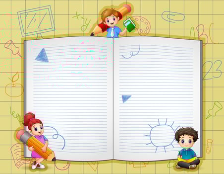 Back to school sign with happy kids vector