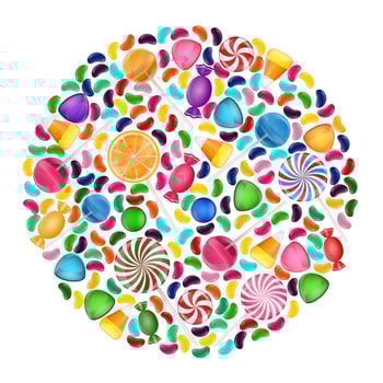 Colorful candy background with concept circle vector