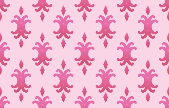 Beautiful Ethnic ikat art. Pink Seamless pattern in tribal, folk embroidery, and Mexican style. Aztec geometric art ornament print.Design for carpet, wallpaper, clothing, wrapping, fabric. vector