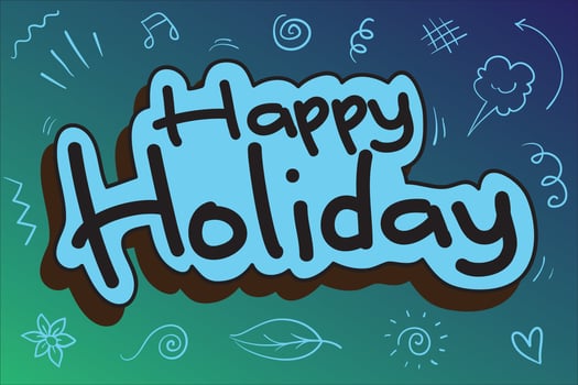 Happy holidays phrase. Modern pen vector calligraphy. Greeting holiday card, Christmas and New Year phrase. Ink illustration isolated on white. Hand lettering inscription to winter holiday design