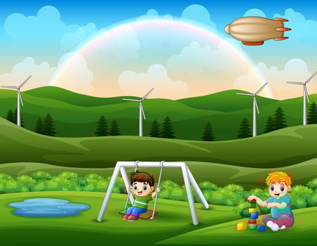 Happy children playing in the park vector