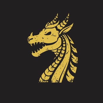 golden dragon head vintage vector