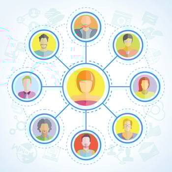 woman and people network vector illustration