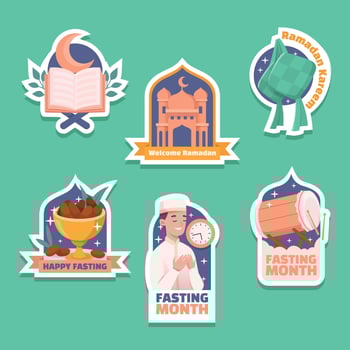 Set of Ramadan Month Sticker vector