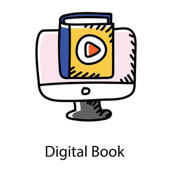 Digital book in hand drawn icons vector