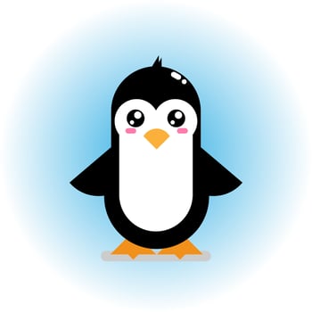 cute penguin mascot with a gradation blue background vector