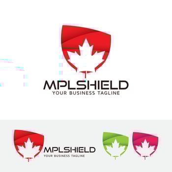 Shield silhouette maple leaf vector logo concept