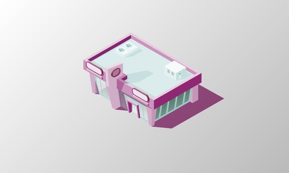 Store buildings isometric icons vector