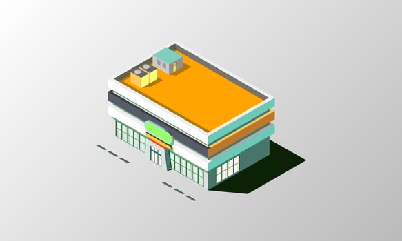 Store buildings isometric icons vector