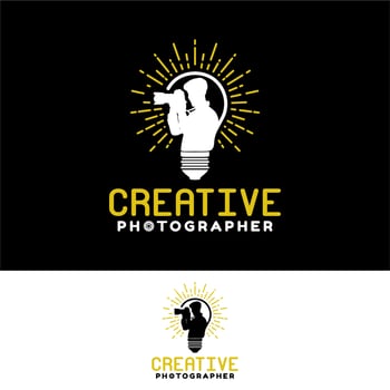 Creative Bulb Photographer Journalist Cameraman Photo Production logo design vector