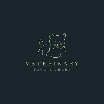 Cat veterinary logo design template. Simple and clean flat design of cat veterinary  logo vector template. Cat Veterinary logo for business.