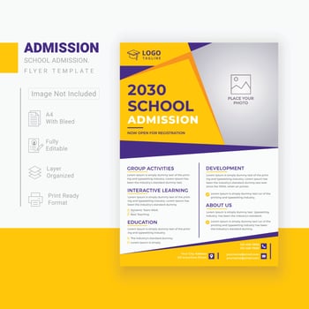 Kids School Admission flyer template vector