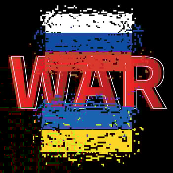 WAR Russia against Ukraine. Russian invasion of Ukraine. Pixel art. vector