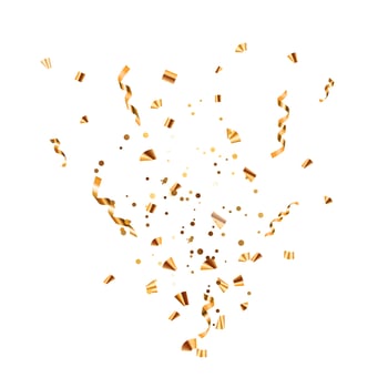 Abstract Confetti and Glossy Glitter Ribbon for Party Holiday Background. Vector Illustration