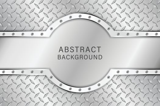 Vector diamond metal with steel plate and screws background.