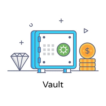 A bank vault flat outline concept icon vector