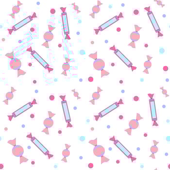 Vector seamless pattern of pink tones on a white background. candies are printed on fabric, wrapping paper, or wallpaper.