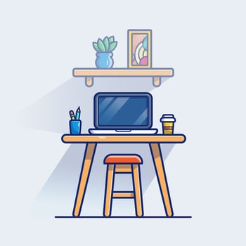 Workspace Cartoon Vector Icon Illustration. Technology Interior Icon  Concept Isolated Premium Vector. Flat Cartoon Style