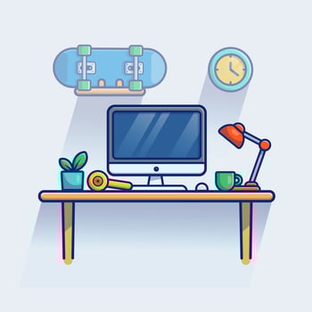 Workspace Cartoon Vector Icon Illustration. Technology Interior Icon  Concept Isolated Premium Vector. Flat Cartoon Style