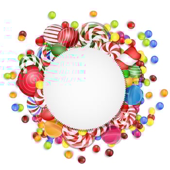 Sweets background with frame candies.vector vector