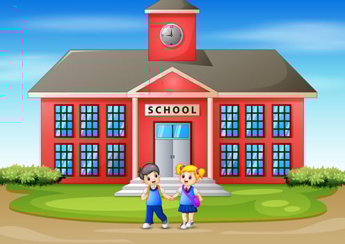 Happy kids going home after school vector