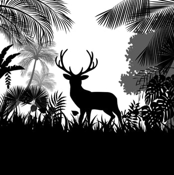 Forest background with wild deer of trees.vector vector