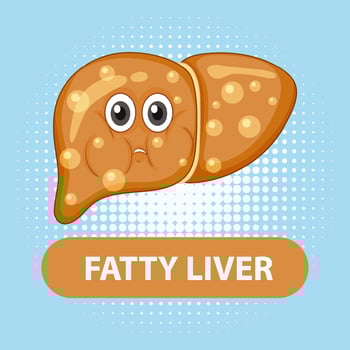Fatty liver cartoon character vector