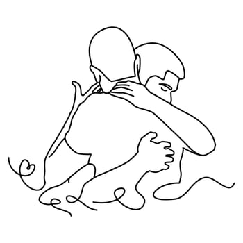flat design illustration of people hugging line art vector