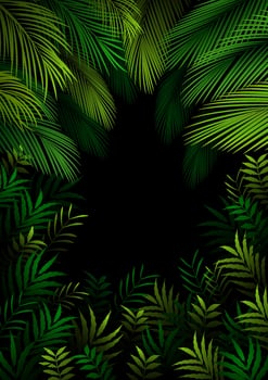 Exotic pattern with tropical leaves on dark background.vector vector