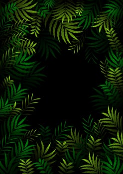 Exotic pattern with tropical leaves in dark forest.vector vector