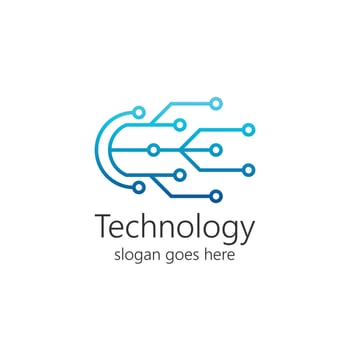 Abstract creative technology logo, design concept, emblem, icon, flat logotype element for template. Vector circuit board tech icon.