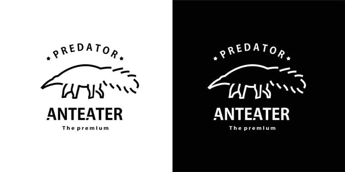vintage retro hipster anteater logo vector outline monoline art icon