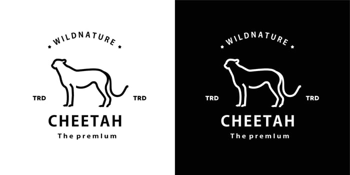 vintage retro hipster cheetah logo vector outline monoline art icon