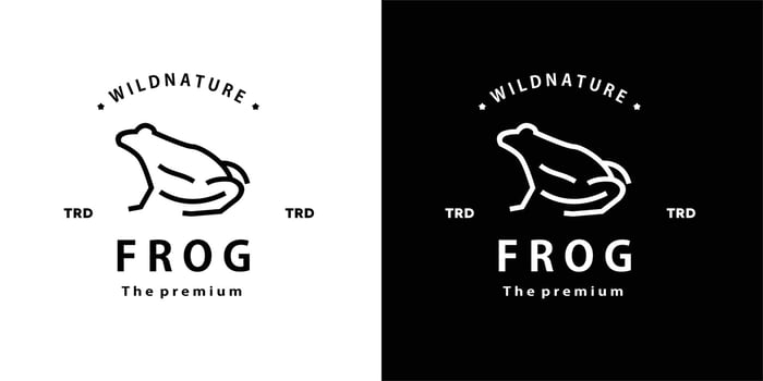 vintage retro hipster frog logo vector outline monoline art icon