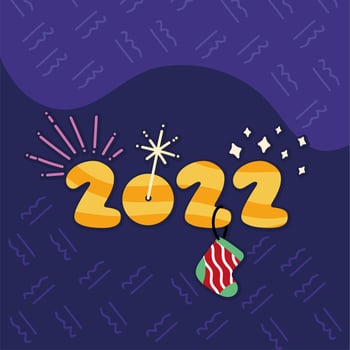 new year 2022 and sock vector