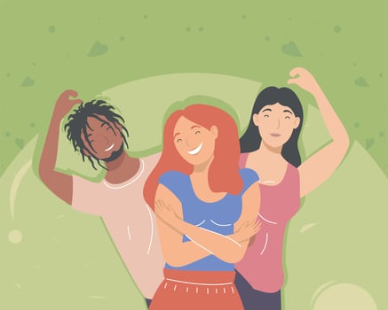 interracial young friends group vector