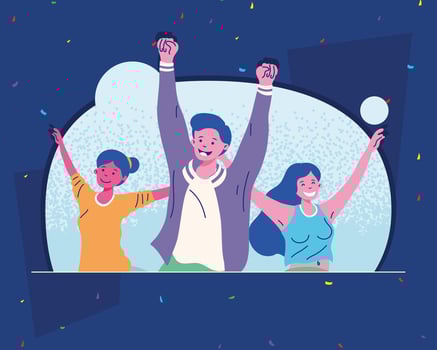 young persons celebrating vector
