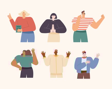 six persons language learning vector
