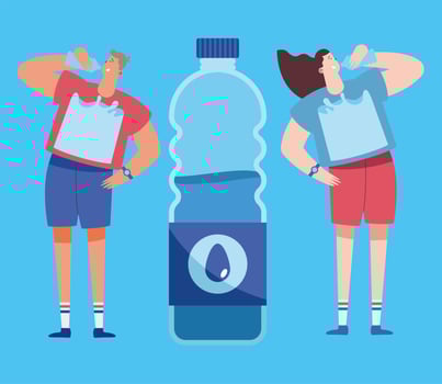 young couple drinking water vector