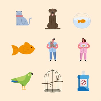 nine veterinary service icons vector