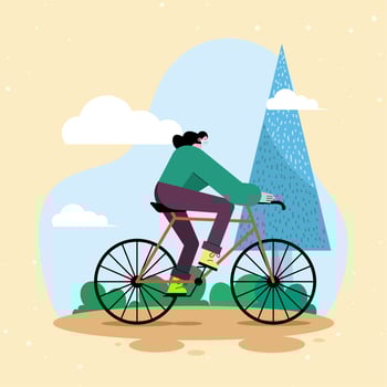 Girl riding bike vector
