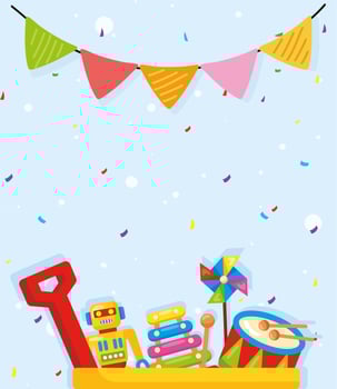 banner over toys vector