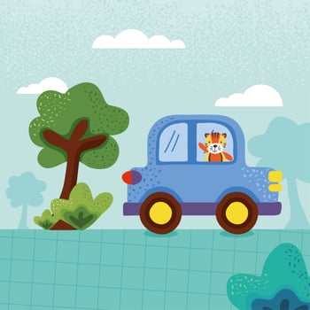 tiger in car vector