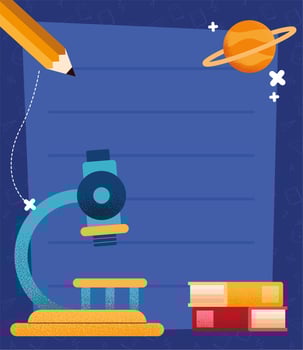 school microscope and supplies vector