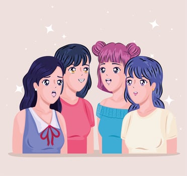 beautiful anime comic women vector