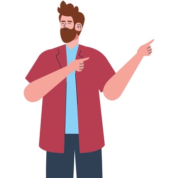 man pointing with index finger vector