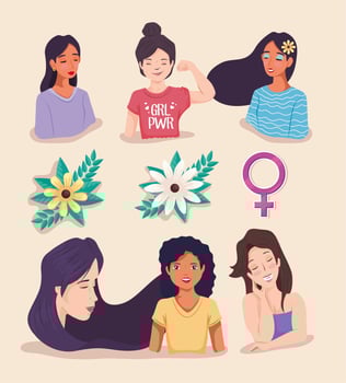 nine icons for international womens day vector
