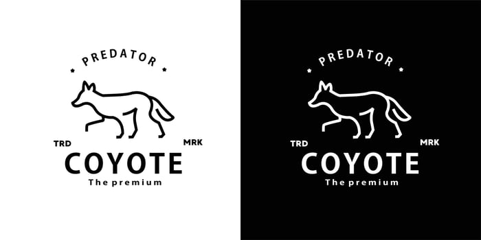 vintage retro hipster coyote logo vector outline monoline art icon