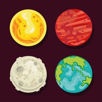 icons with planets or spheres vector