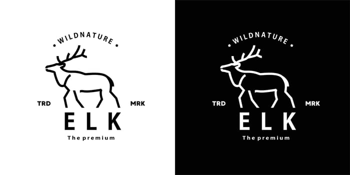 vintage retro hipster elk logo vector outline monoline art icon